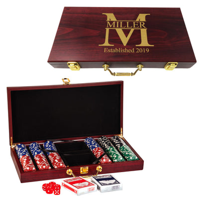 Rosewood Finish 300 Chip Poker Set image 0