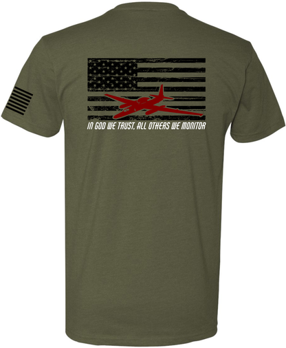 U-2 Flag Version 2: OD Green Tee Black Flag Red U-2 image 0