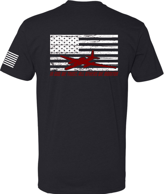 U-2 Flag Version 2: Black Tee White Flag Red U-2 image 0