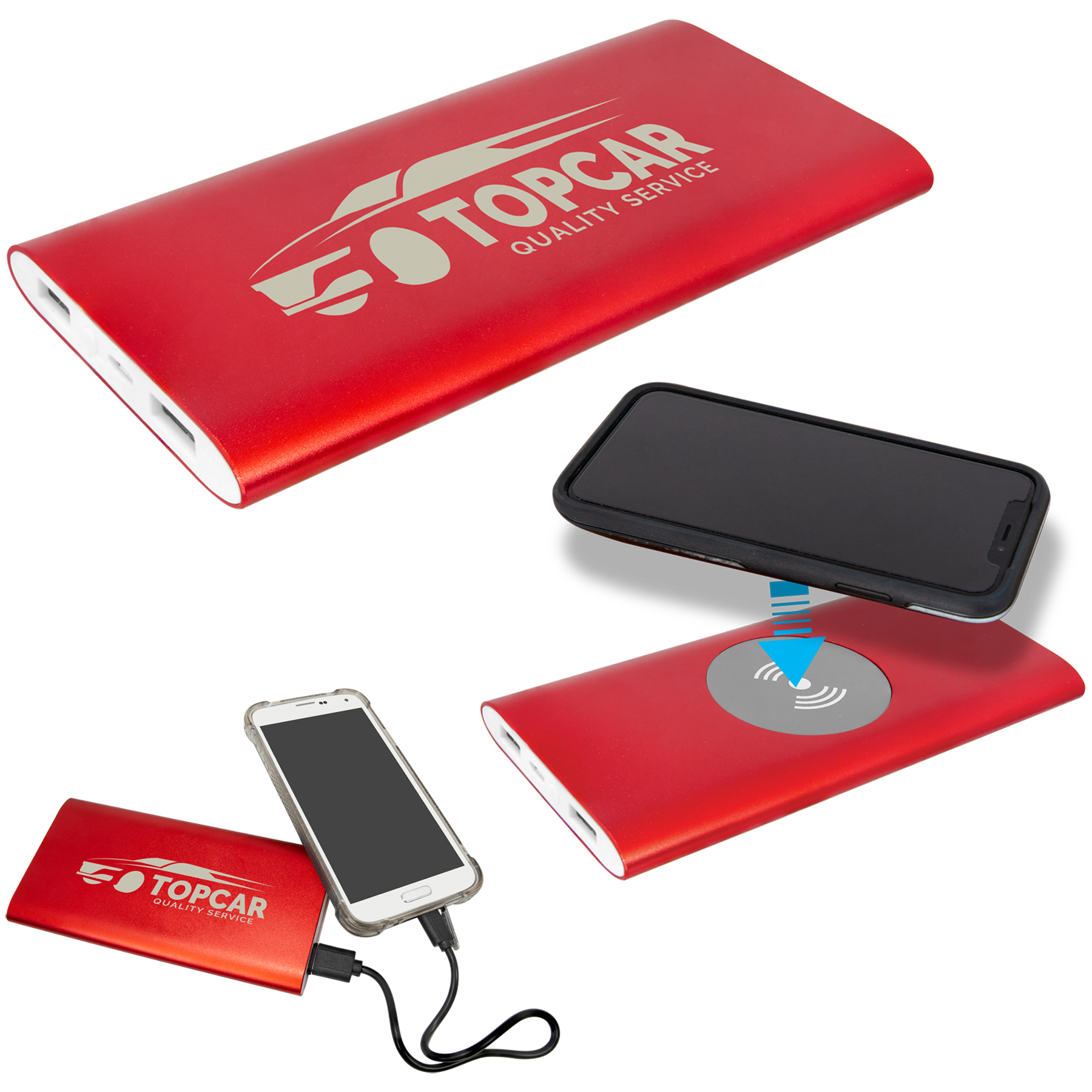 Power Bank & Wireless Anodized Aluminum Charger with Power Cord image 0