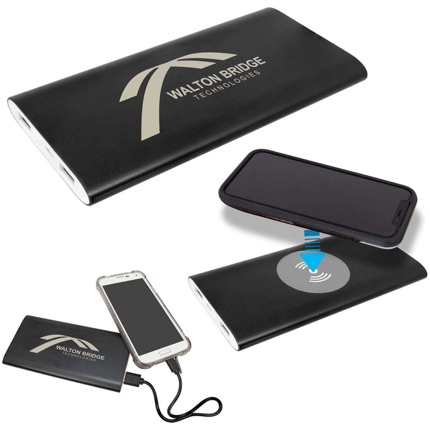 Power Bank & Wireless Anodized Aluminum Charger with Power Cord image 2