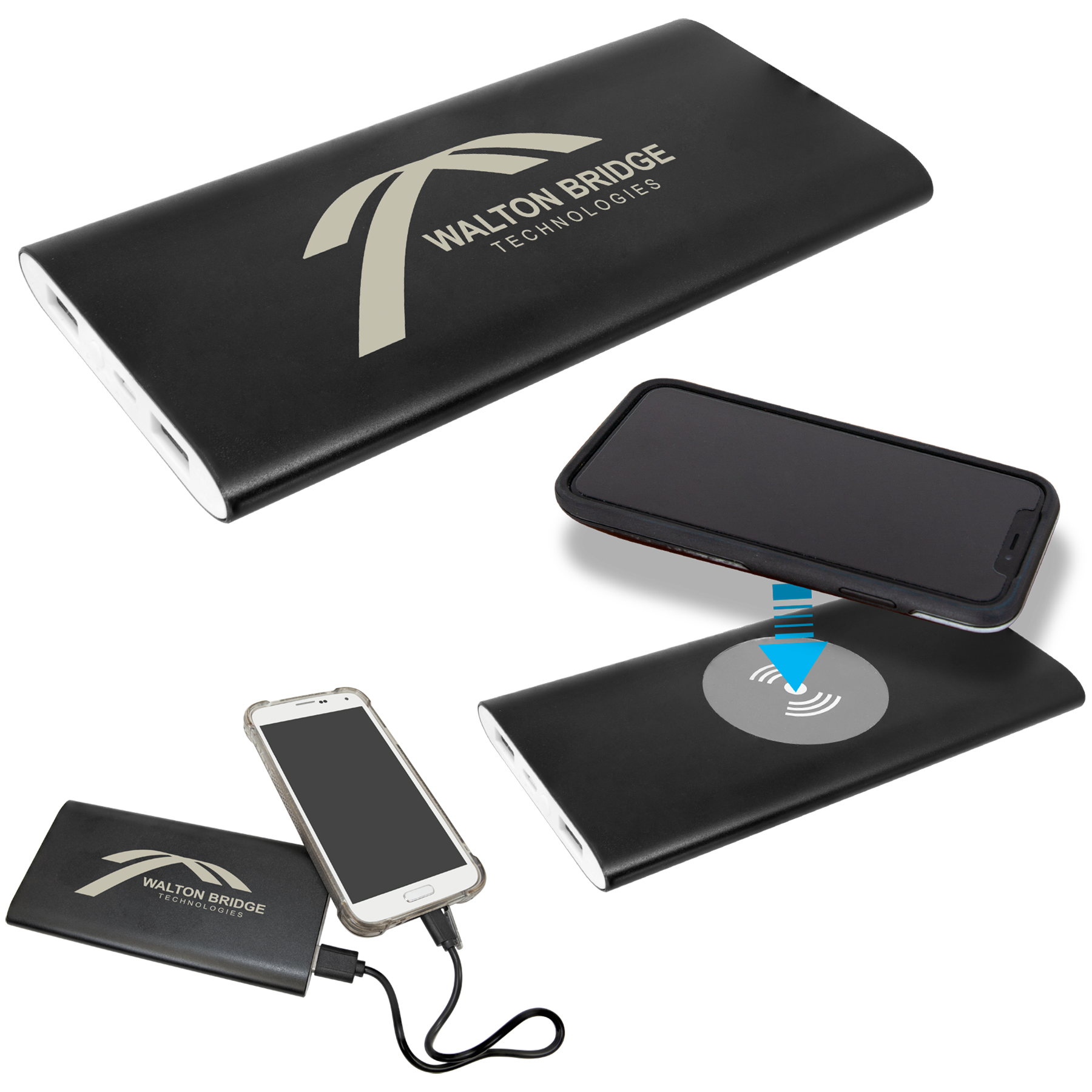 Power Bank & Wireless Anodized Aluminum Charger with Power Cord image 2
