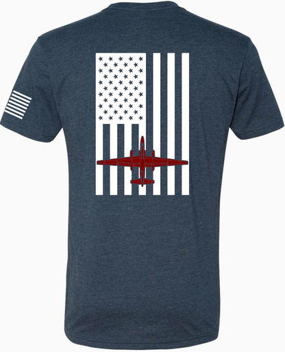 U-2 Flag: Heather Navy Tee White Flag Red U-2 image 1